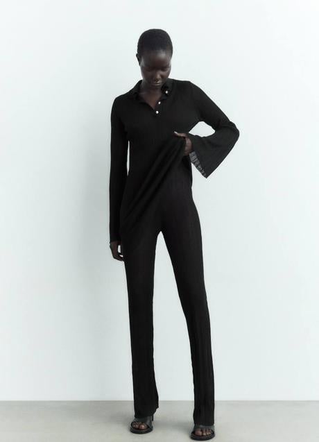 Imagen - Conjunto de punto negro con pantalón y jersey polo