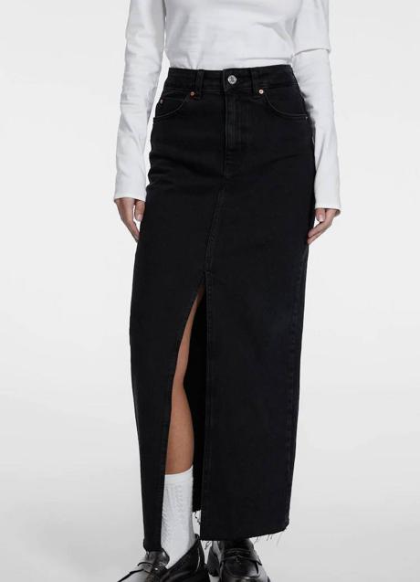 Imagen - Falda denim larga en negro