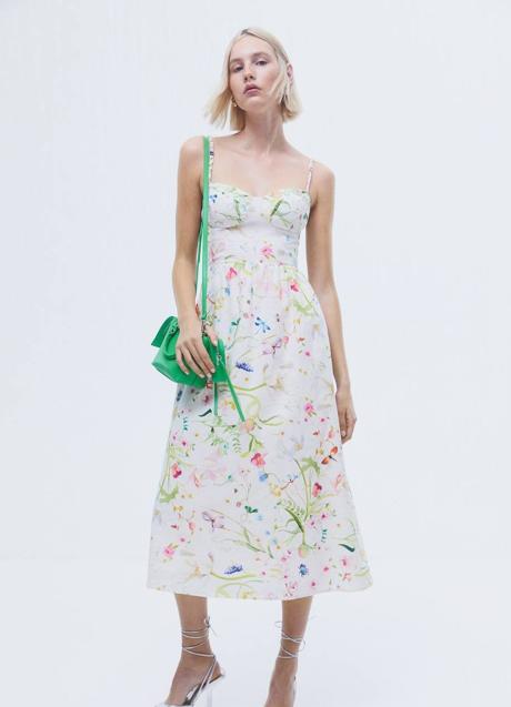 Imagen - Vestido midi blanco con print floral
