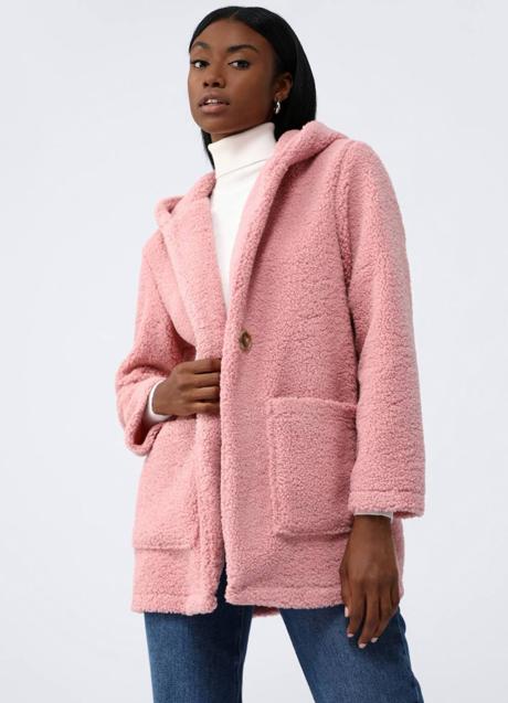 Imagen - Abrigo efecto borreguillo rosa