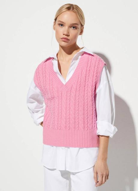Imagen - Chaleco de punto trenzado con escote de pico