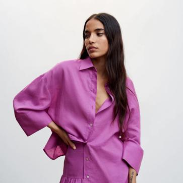 Imagen secundaria 1 - Falda con volantes en violeta de Mango.