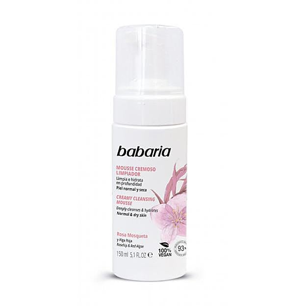 Babaria Mousse Cremoso Limpiador Rosa Mosqueta y Alga Roja.