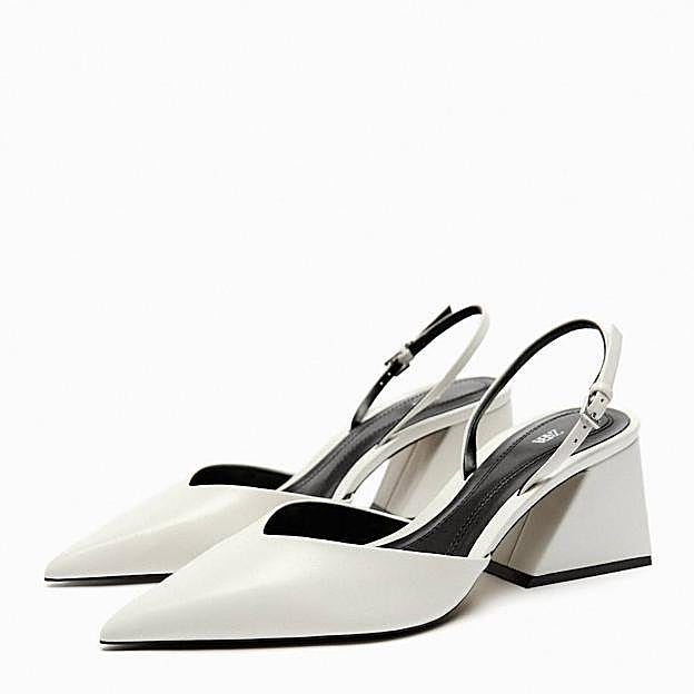 Zapatos con tacón ancho geométrico