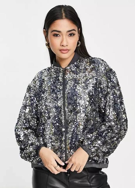 Imagen - Bomber con lentejuelas plateadas