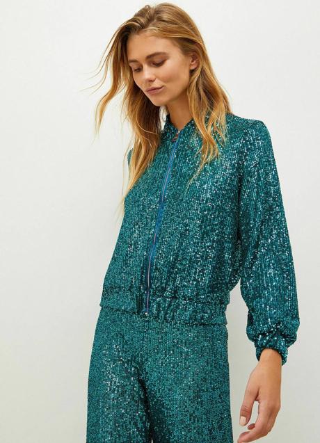 Imagen - Bomber turquesa con adorno de lentejuelas