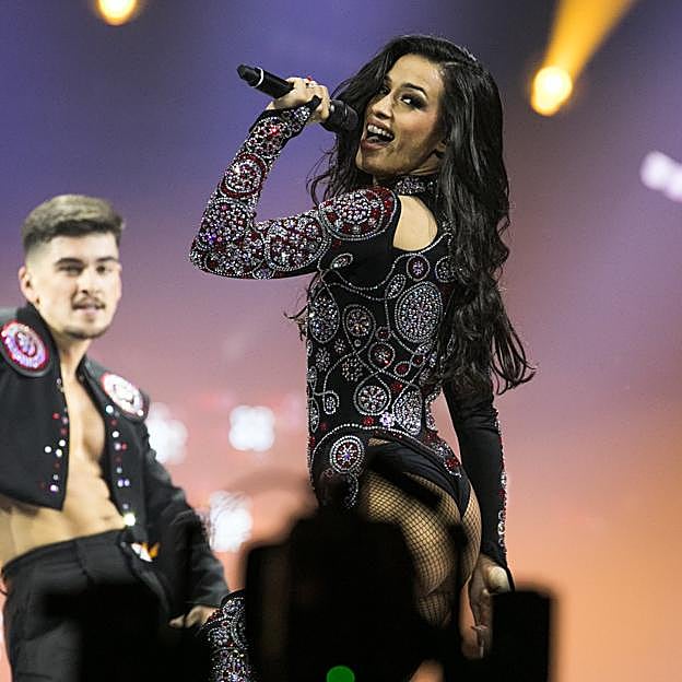 Chanel, durante su actuación en el festival de Eurovisión.