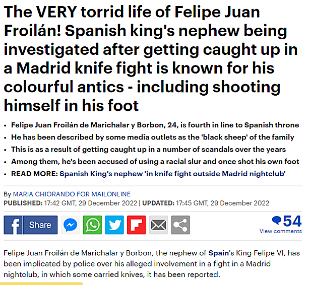 Noticia del Daily Mail sobre Froilán.