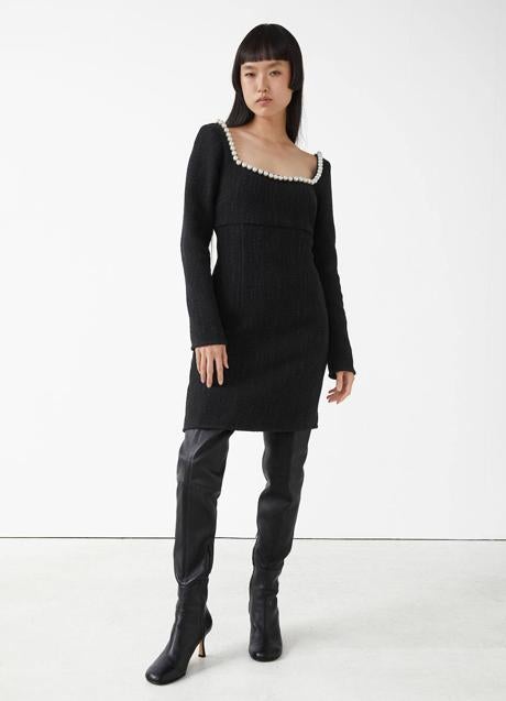 Imagen - Vestido corto de tweed con perlas