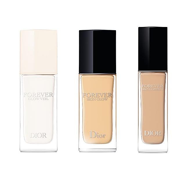 De izq, a dch. Dior Forever Glow Veil, Dior Forever Skin Glow y Dior Forever Skin Correct. 