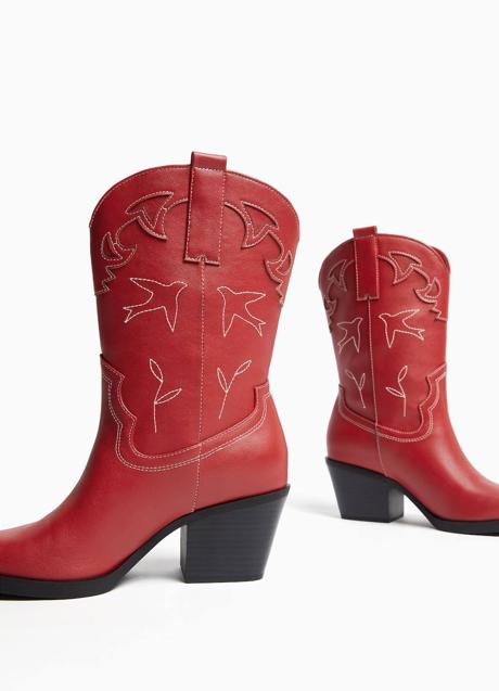 Imagen - Botas cowboy rojas con tacón ancho