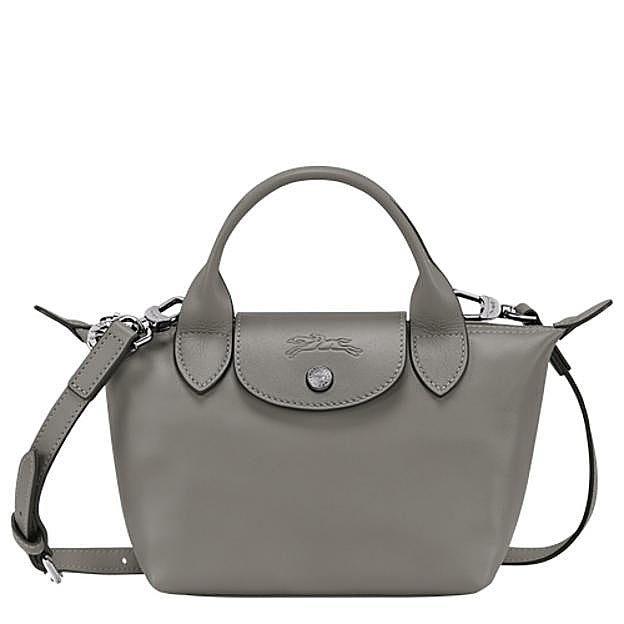 Bolso gris mini Le Pliage de Longchamp.