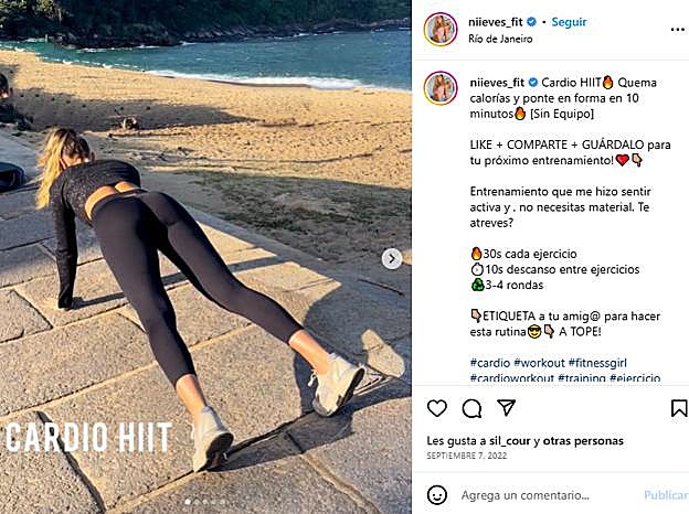 El entrenamiento de cardio de Nieves Bolós. 