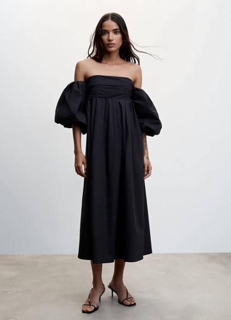 Imagen - Vestido midi negro con hombros al descubierto