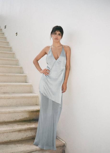 Imagen - Vestido lencero largo combinado