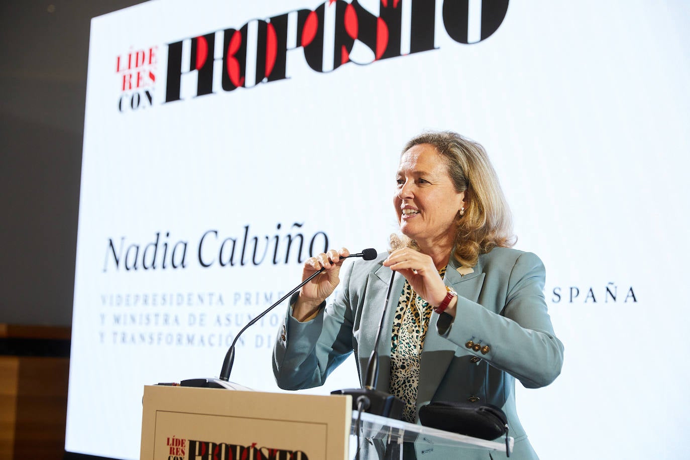 Nadia Calviño, en sus palabras de bienvenida al acto.