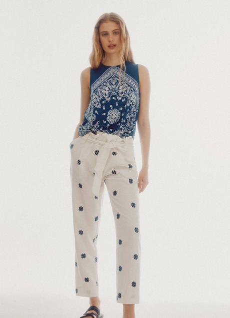 Imagen - Pantalón bordado estilo paperbag