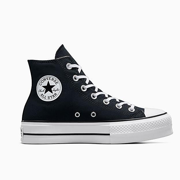 Converse negras de caña alta sin plataforma (90 euros)