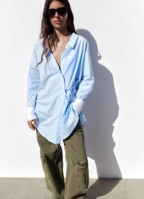 Imagen - Camisa larga de rayas azul claro