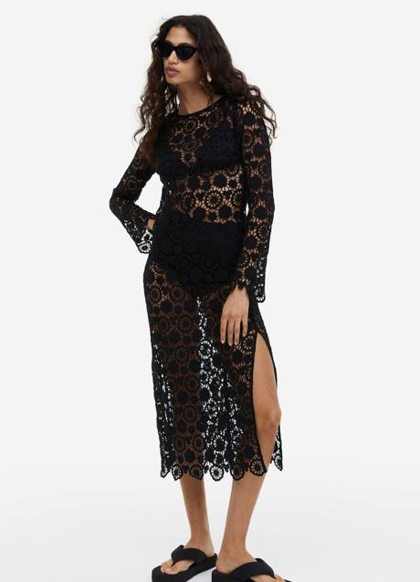 Imagen - Vestido de punto efecto ganchillo color negro