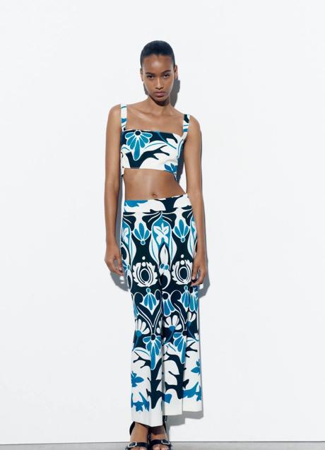 Imagen - Conjunto estampado con top crop y culotte