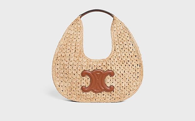 Bolso Classique Panier Hobo en rafia y piel de becerro, de la colecciñon Plein Soleil de Celine.