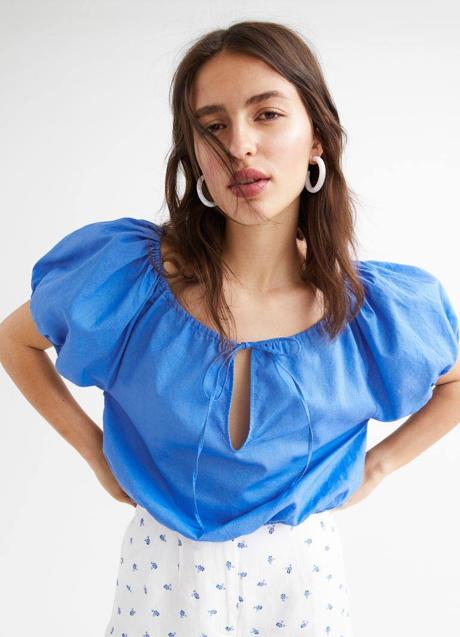 Imagen - Blusa con cierre de lazada y manga corta