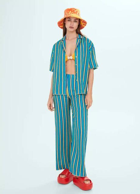 Imagen - Pantalones con print a rayas de lino