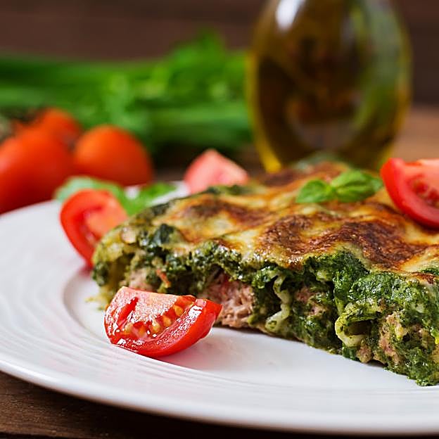 Canelones de espinacas y nueces.