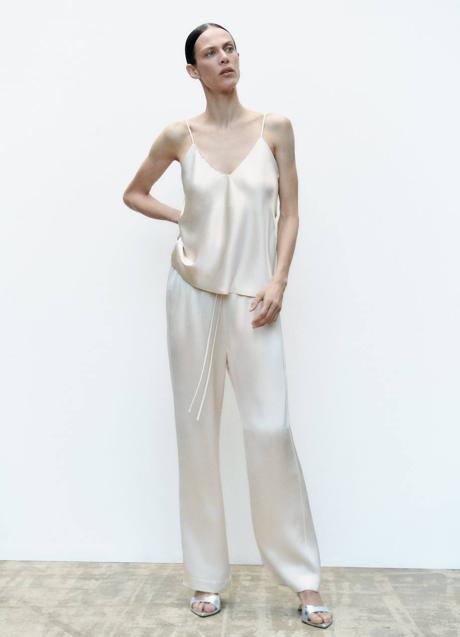 Imagen - Pantalones en tejido satinado blanco