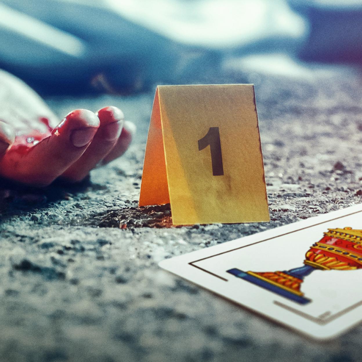 Detalle del póster de la docuserie sobre el asesino de la baraja.