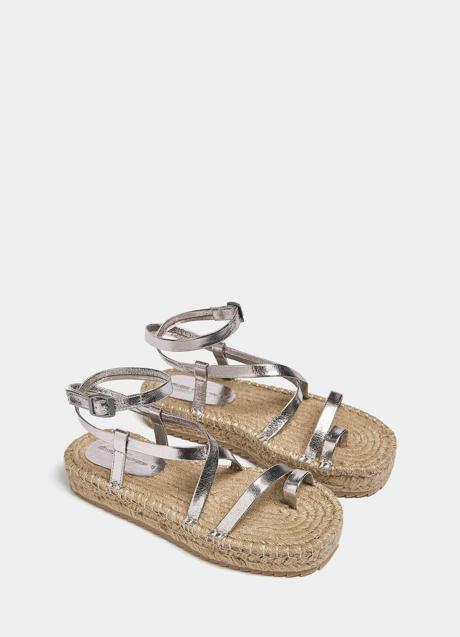 Imagen - Sandalias con plataforma de yute plateadas