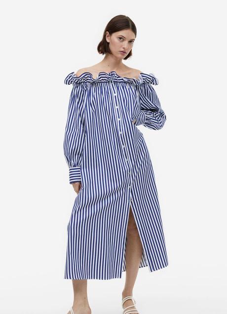 Imagen - Vestido de rayas con hombros al descubierto