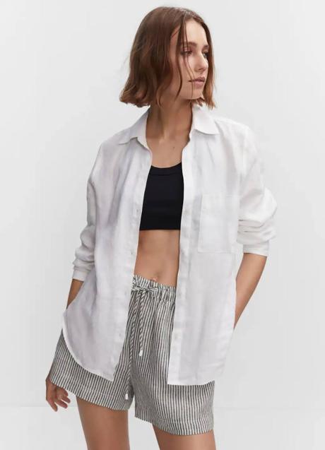 Imagen - Bermudas con estampado de rayas en lino