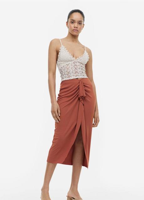 Imagen - Falda midi con fruncido y volante