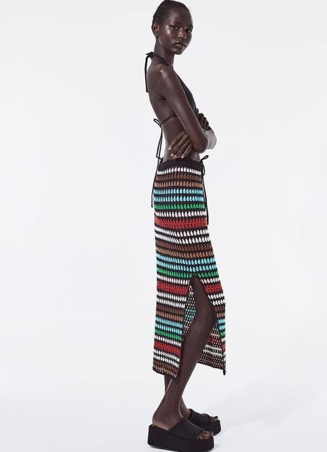 Imagen - Falda de crochet multicolor a rayas: