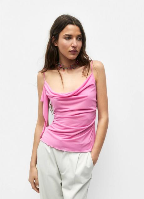 Imagen - Ruffled top con escote drapeado