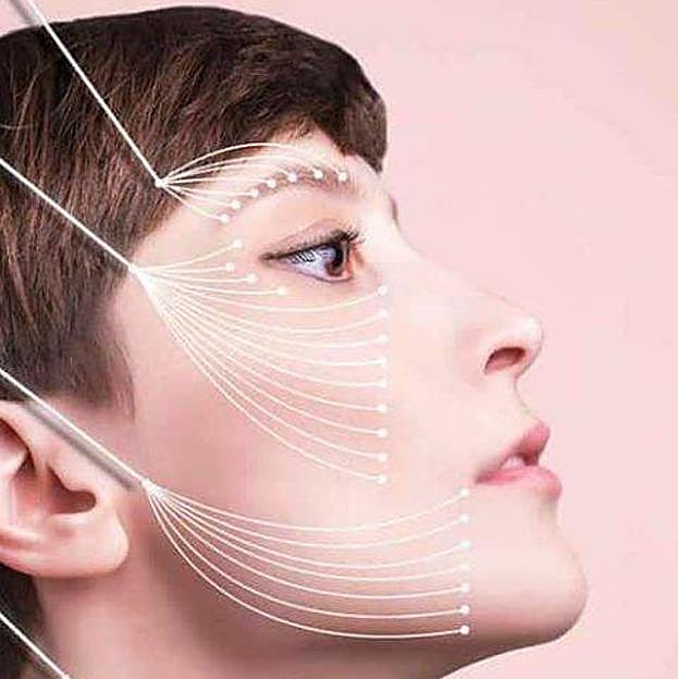 Representación de dibujo sobre la piel de hilos tensores