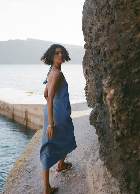 Imagen - Vestido midi denim con espalda al aire