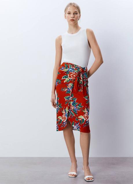 Imagen - Falda pareo midi con estampado de flores