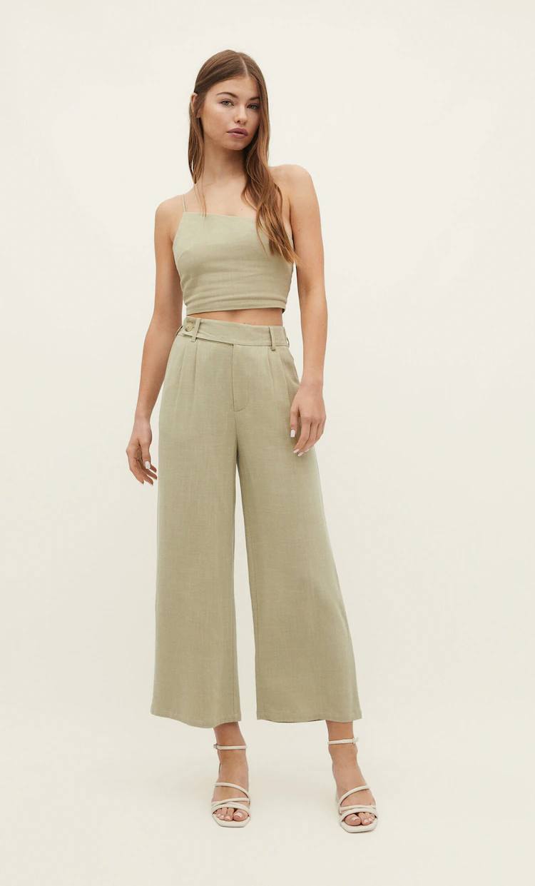 Imagen - Pantalón culotte d elino con pinzas