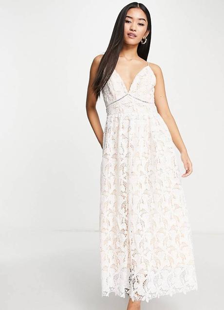 Imagen - Vestido midi con falda de vuelo en tejido de encaje