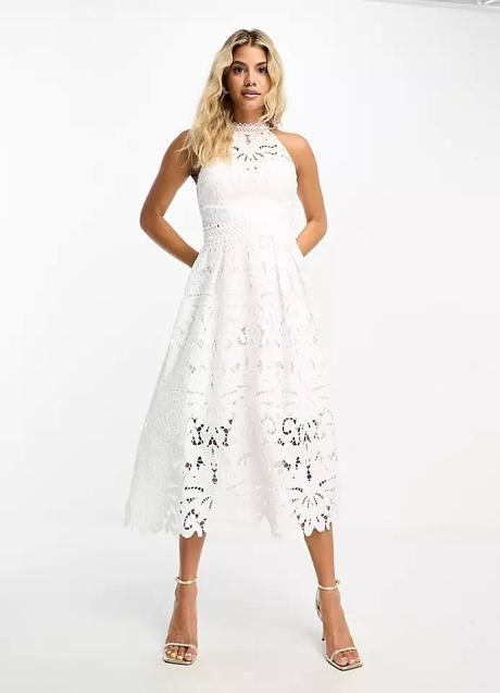 Imagen - Vestido halter de encaje blanco