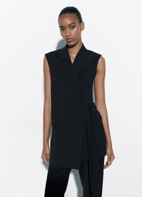 Imagen - Chaleco de vestir negro con lazada