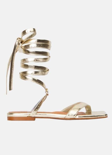 Imagen - Sandalias planas metalizadas en dorado