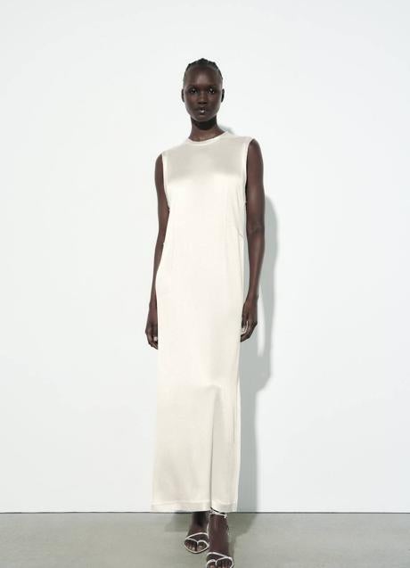 Imagen - Vestido largo satinado en blanco