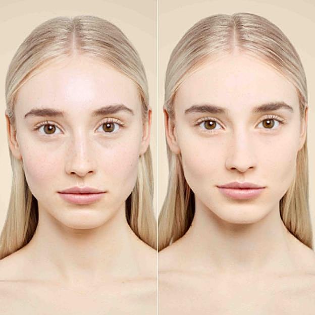 El antes y el después de usar los polvos de Givenchy.