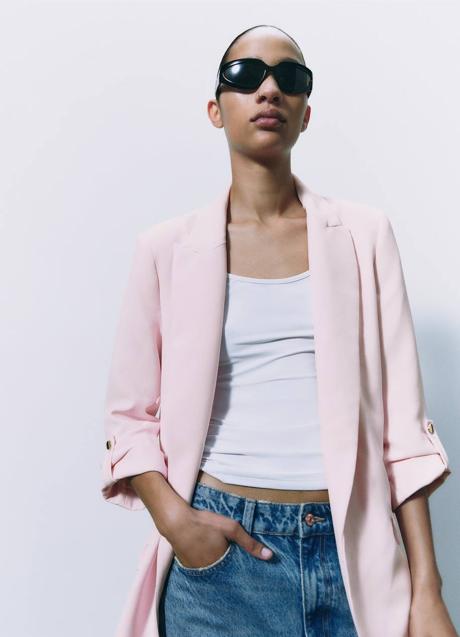 Imagen - Blazer rosa pastel de estilo casual