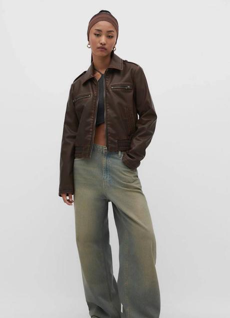 Imagen - Cazadora en tejido efecto piel envejecida