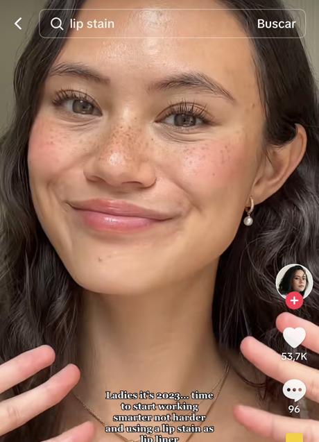 Imagen - El resultado final del tinte de labios. Foto: @racheldibease